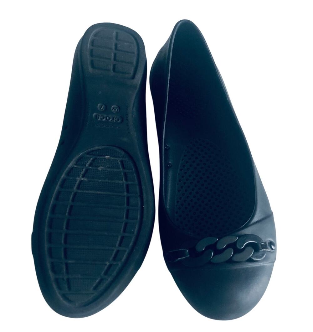 Crocs 'Gianna' Women's 7 Chain Link Black Ballet Comfort Flat Walking Dressy